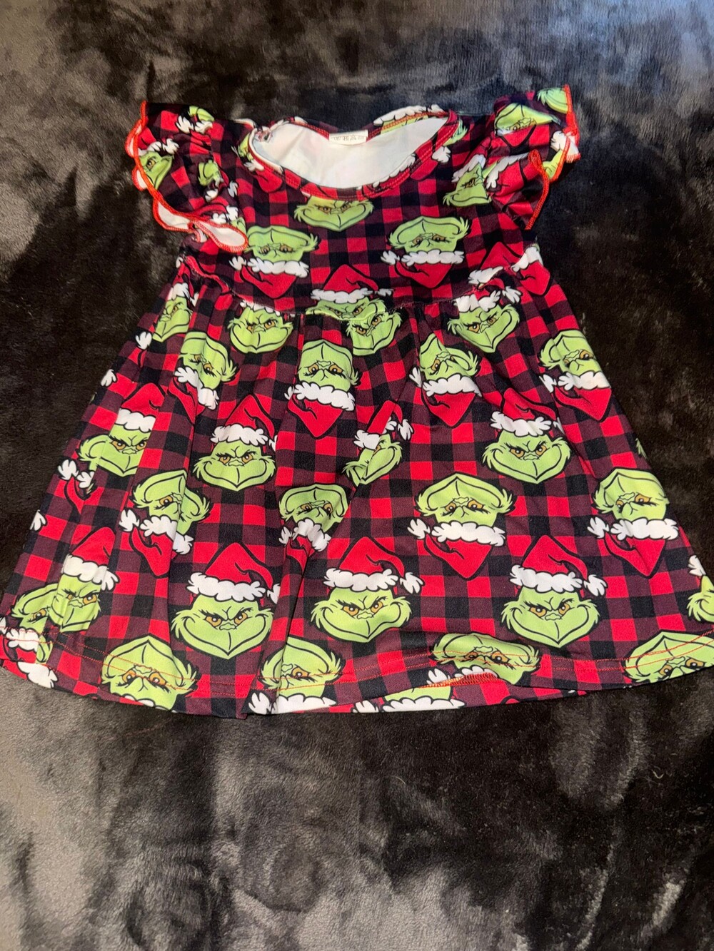 Toddler 2XS Grinch Dress 6-12 Months Red Black Buffalo Plaid